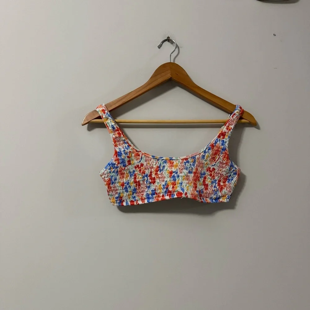 L*Space Izzie Smocked Floral Scoop Neck Bikini TOP ONLY Swim Swimwear Flowers
